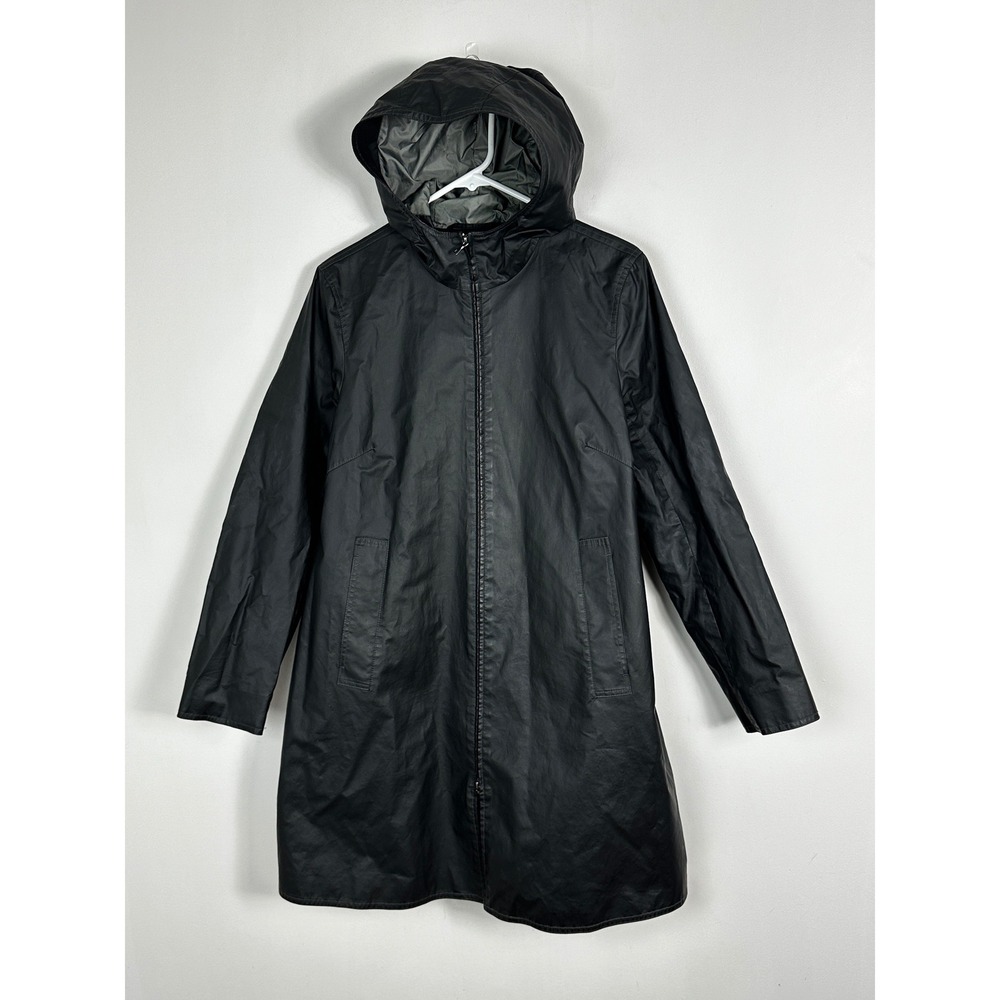 MO851 Canada Black Hooded Rain Jacket Womens Size 8 Style VCP9724 Full Zip Coat
